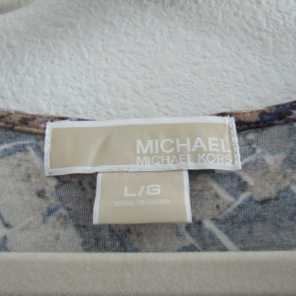 Michael Michael Kors Printed Top Large Multicolor Cowl Neck Business Casual - Picture 8 of 9